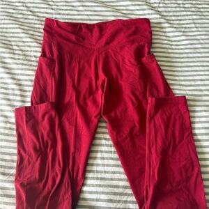 Red High-Waisted Legging with side pockets